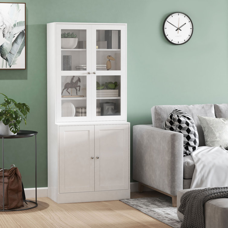 Latitude Run Arhdar Bookcase Storage Cabinet With Doors Modern